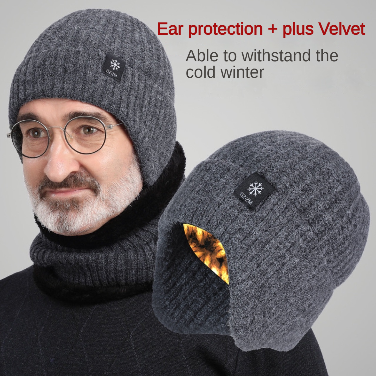 Winter warm knitted cotton hat