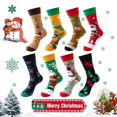 Christmas Socks 8-Pair Set – 2 Styles Available, Mid-Calf