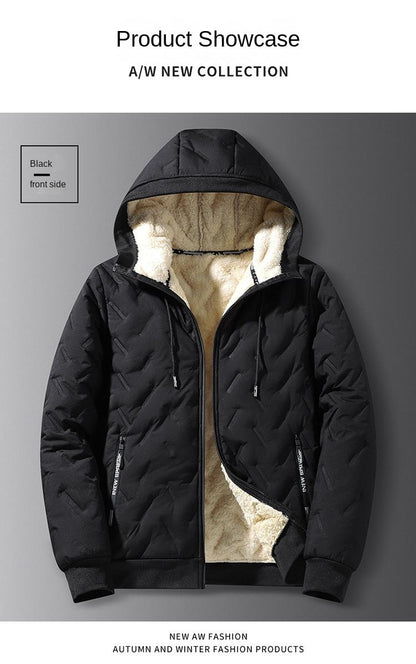 Men's Winter Fleece-Lined Hooded Jacket — Relaxed Fit
