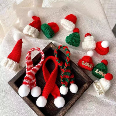 Mini Knitted Hat & Scarf Ornaments – 12 Styles for Christmas Decorations