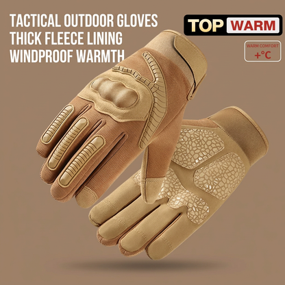 Tactical outdoor gloves with thick fleece lining