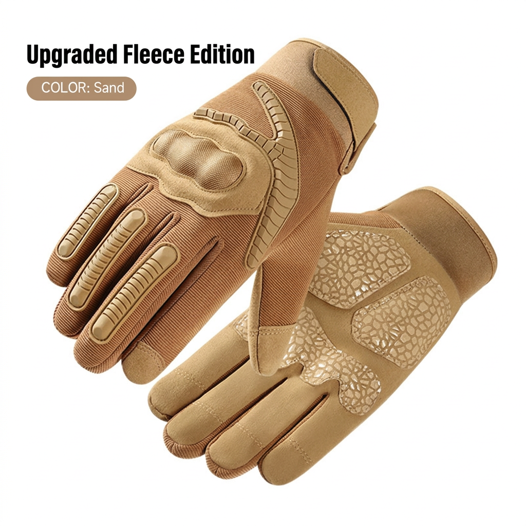 Sand upgraded fleece tactical gloves